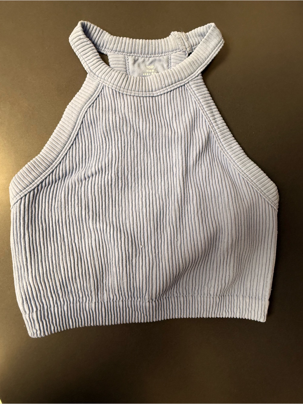 aerie Ribbed Halter Crop Top in Light Blue